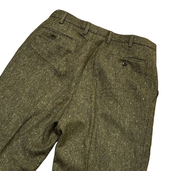 Peter Christian John Hanly Tweed Wool Green Pleated Pants Mens 36 - Picture 4 of 8